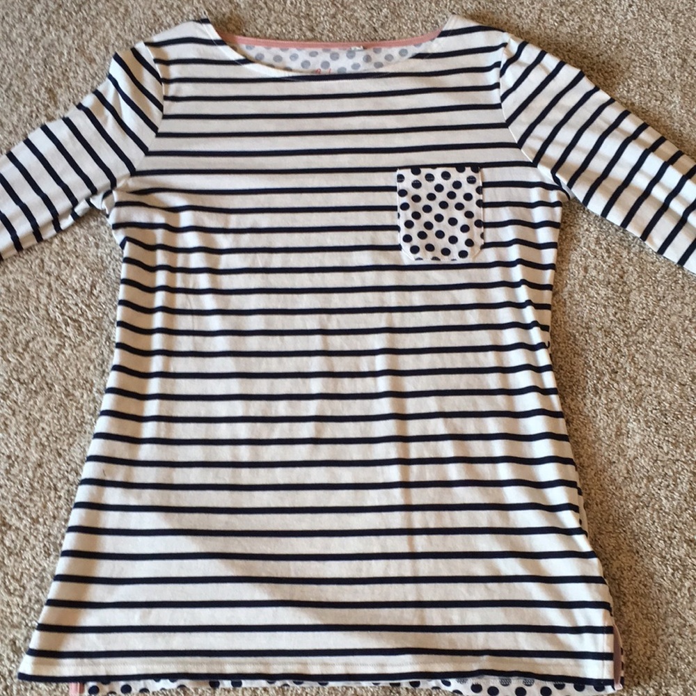 Boden Breton Tee Long Sleeve Stripe Polka Dot US 6